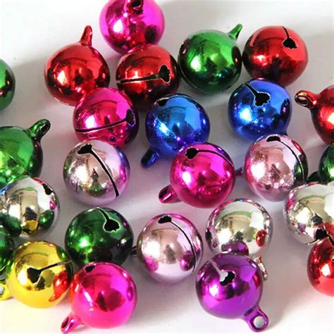 100pcs/ 50pcs/ 30pcs/ 20pcs/ 10pcs/set Christmas Jingle Bells Multicolor Metal Little Bells 12MM ...