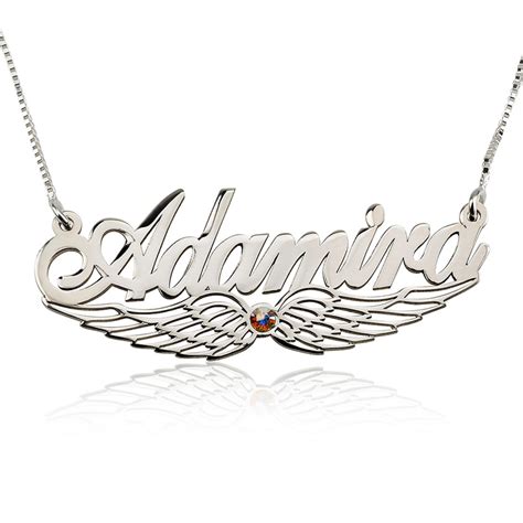 Angel Wing Birthstone Name Necklace