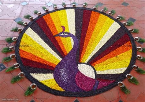 Onam Pookalam Design Peacock 1