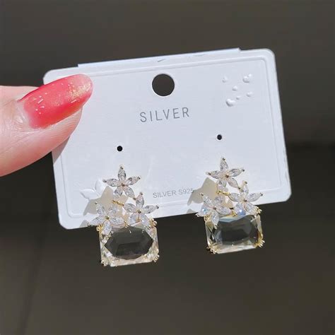 Buy Fashion Zircon Micro-set Star Earrings Atmospheric Wild Silver ...