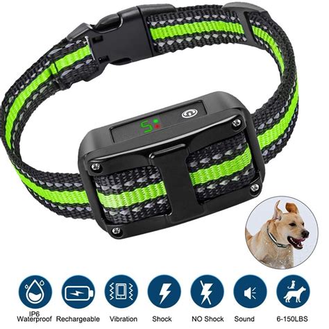 Dog Bark Collar Smart Anti Barking Collar 5 Levels Beep Vibration Shock ...