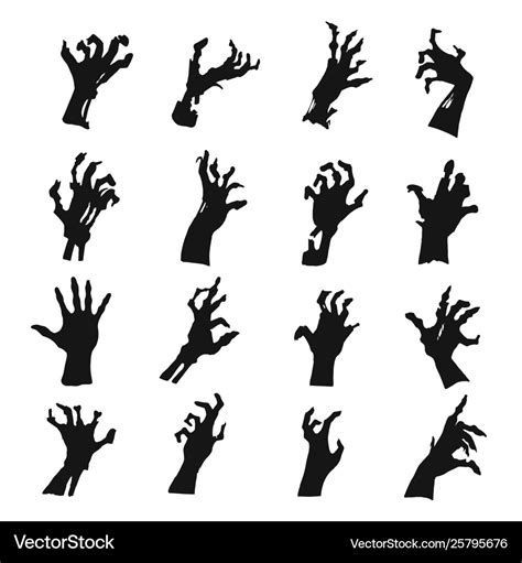 Zombie hands silhouette set black creepy symbol Vector Image