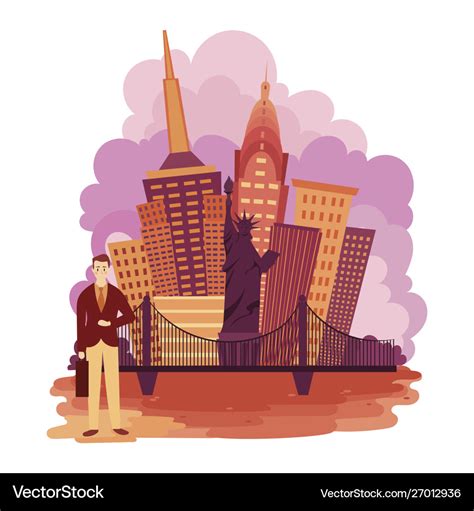 New york city landscape cartoon Royalty Free Vector Image