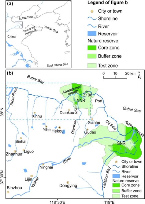 Range of the Yellow River Delta (YRD), including the Yellow River Delta ...