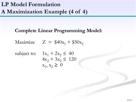 Linear programming - Model formulation, Graphical Method