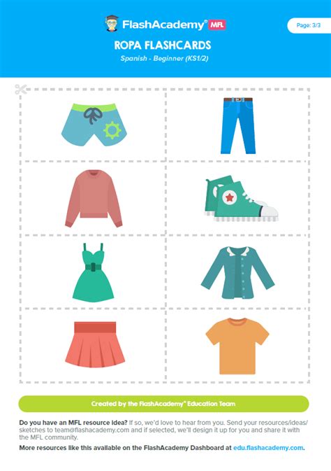 Spanish: Clothes Flash Cards - FlashAcademy