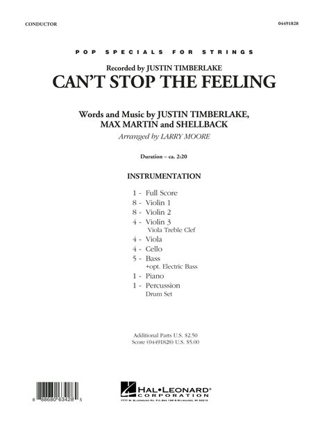 Can't Stop the Feeling by Larry Moore Sheet Music for Orchestra at Sheet Music Direct