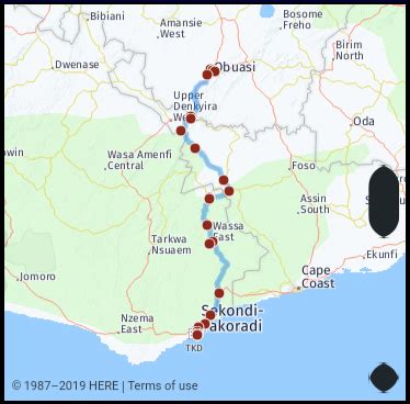 What is the distance from Obuasi Ghana to Takoradi Ghana? Google Maps Mileage, Driving ...