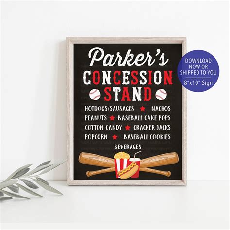 Baseball Birthday Concession Stand Sign, Baseball Party Decor, Baseball Concession Sign, Printed ...