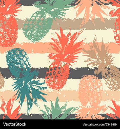 Hand drawn seamless pattern with pineapple Vector Image