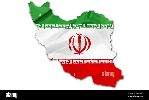 Iranian flag in political map, isolated on white background. Islamic ...