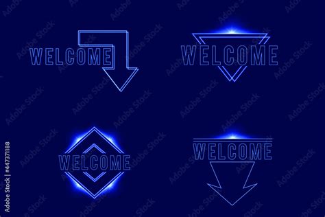 Welcome sign dark blue with light neon effect shiny glow eps vector editable Stock Vector ...