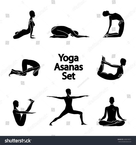 Vector set of shapes of yoga poses and asanas - Royalty Free Stock Vector 399074071 - Avopix.com