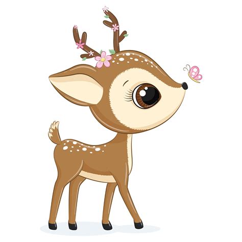 Baby Deer Clipart | Deer cartoon, Baby animal drawings, Deer drawing