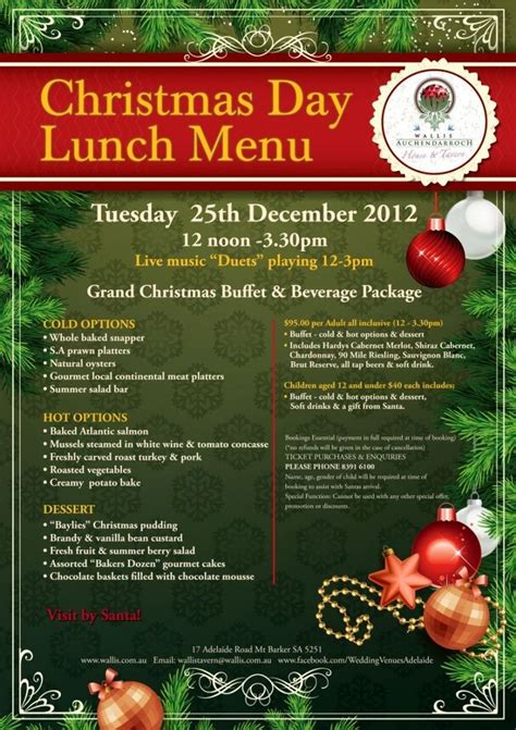 Christmas Day Lunch Menu, | Special Event - Wedding ... Christmas Lunch ...