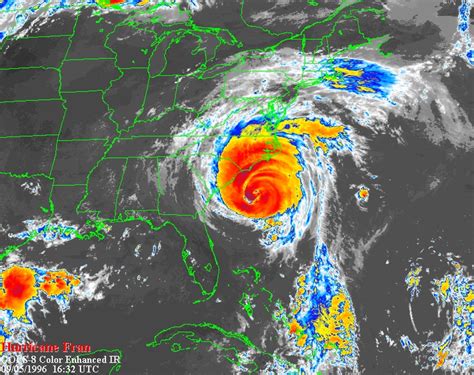 Hurricane Fran nearing the NC coast in 1996 | Carolina shores, Natural ...