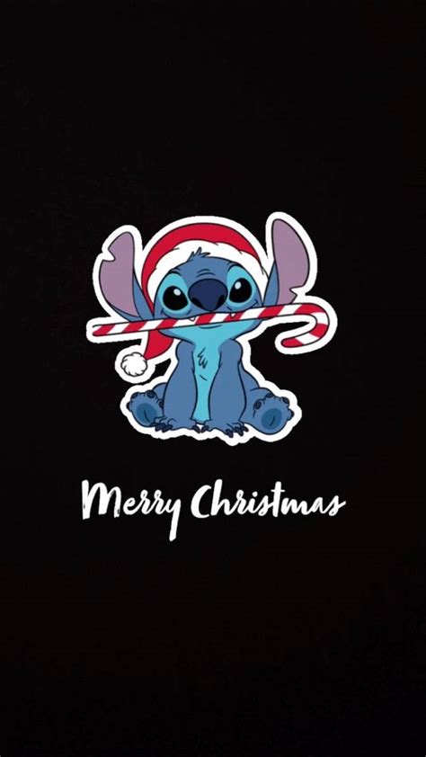 Download Simple Black Merry Christmas Stitch Wallpaper | Wallpapers.com