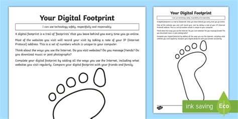 Your Digital Footprint Worksheet / Activity Sheet - computing