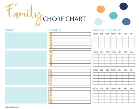 Family Chore Chart Printable | Garrett