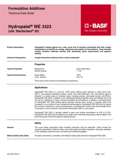 Hydropalat 333 | PDF | Surfactant | Coating