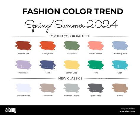 Fashion Color Trend Spring - Summer 2024. Trendy colors palette guide ...