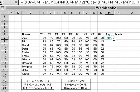 Using an Excel Worksheet as a Grade book