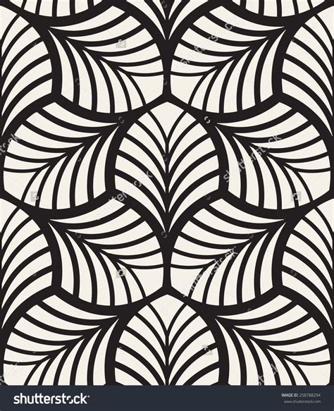 Vector seamless pattern. Monochrome graphic design. Decorative geometric leaves. Regular floral ...