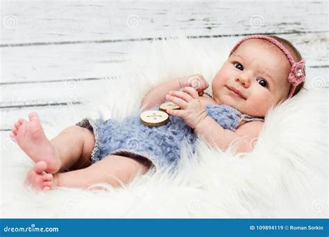 Beautiful Newborn Baby Girl Smiling Stock Image - Image of beauty ...