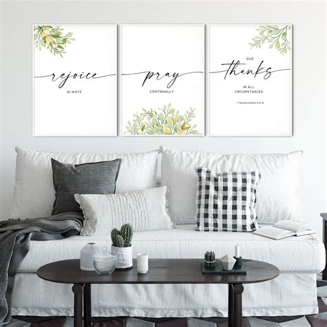 1 Thessalonians 5:16-18, Bible Verse Wall Art Set of 3 Prints ...