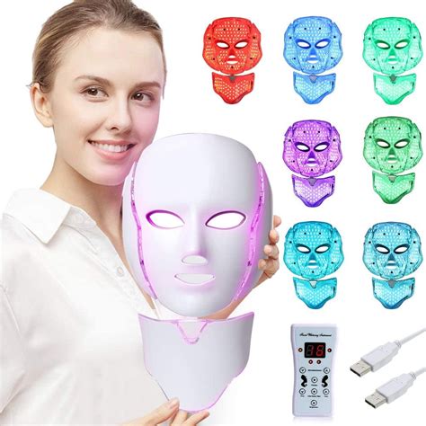 LED Mask 7 Colors Photon Facial Neck Skin Rejuvenation Therapy Reduces Wrinkles - Walmart.com