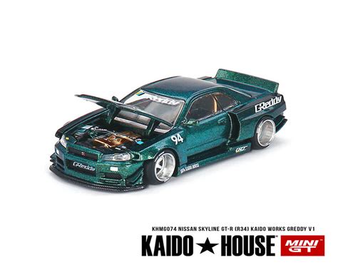 Diecast Cars | *Preorder* Mini GT x Kaido House Nissan GTR R34 -GReddy V1 Green – Diecast Collectors