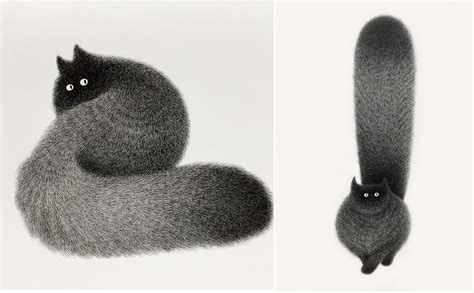 Artist creates these delightfully fluffy black cats one stroke at a ...