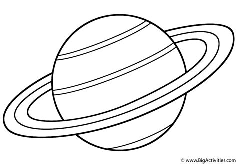 Planet Saturn with title - Coloring Page (Space)