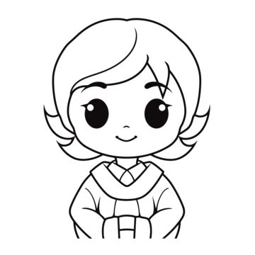 Cartoon Girl Wearing A Scarf Outline Sketch Drawing Vector, Car Drawing, Cartoon Drawing, Wing ...