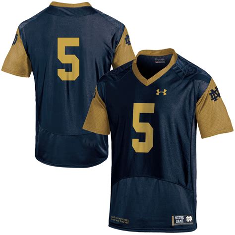 Under Armour Notre Dame Fighting Irish Navy Blue No.5 Shamrock Series Replica Football Jersey