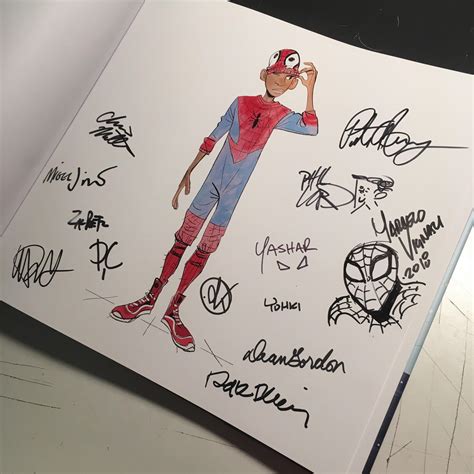 spider man across the spider verse art book Spider verse book into man spiderman autographed ...