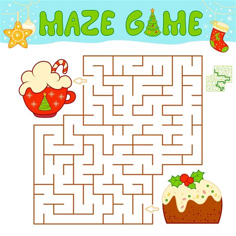 Christmas Maze puzzle game for children. Maze or labyrinth game with ...