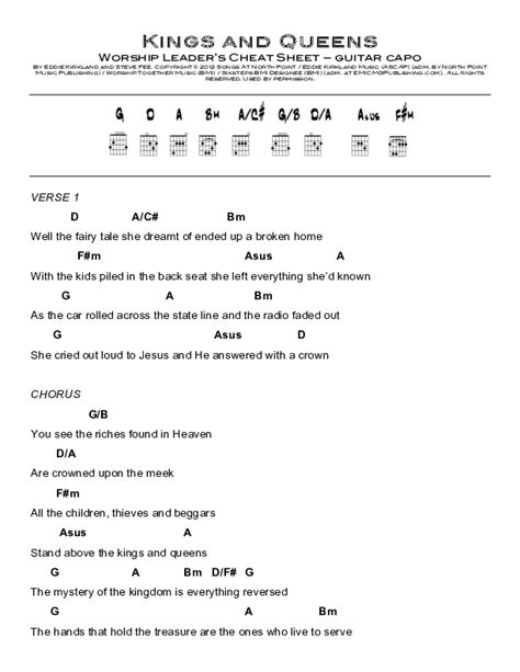 Kings And Queens Chords PDF (Eddie Kirkland) - PraiseCharts