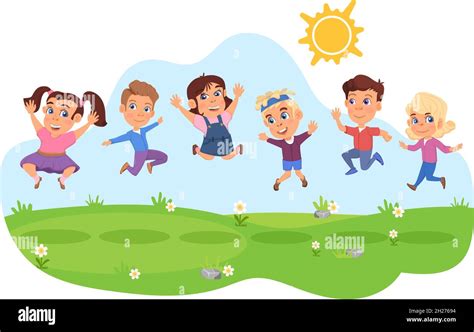 Cartoon little kids jumping together Cut Out Stock Images & Pictures ...