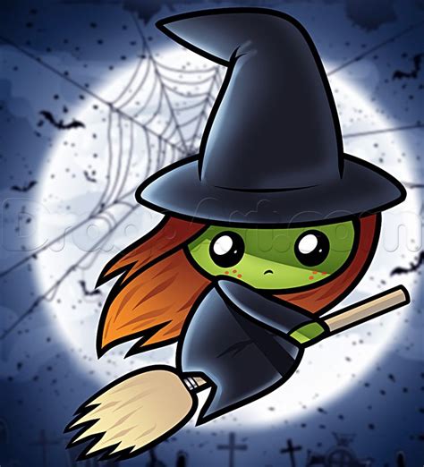 How to Draw a Cute Witch, Step by Step, Witches, Monsters, FREE Online ...