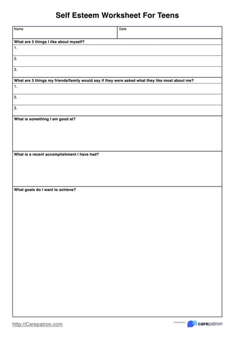 Self-Esteem Journal - Worksheets Library