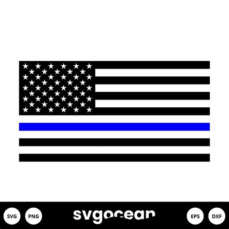 Thin Blue Line Flag SVG Free vector for instant download - Svg Ocean ...