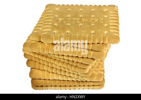 German butter biscuits isolated on white background Stock Photo - Alamy