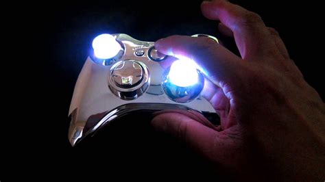 Custom 8 colour LED Light with Thumbstick for XBox 360 wireless Chrome Controller - YouTube