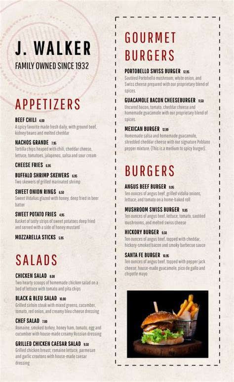 American Burger Menu Example Design Template by MustHaveMenus