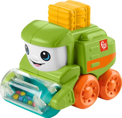 Amazon.com: Fisher-Price Baby Toy Rollin’ Tractor Push-Along Vehicle with Fine Motor Activities ...