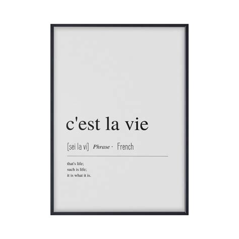 C'est La Vie Definition Print, Modern Typography Printable, Classy Wall Art Minimalist, French ...