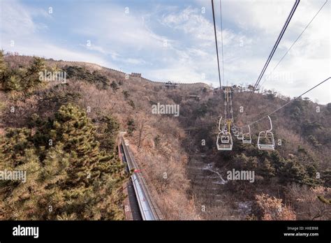 Great Wall of China with cable car rides at Mutianyu, China Stock Photo ...