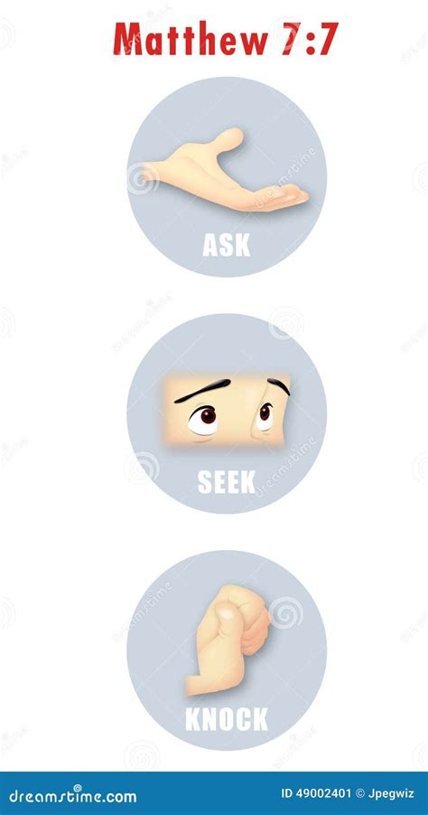 Ask, Seek, Knock stock illustration. Illustration of knock - 49002401