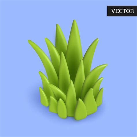 Premium Vector | Grass 3d icon in cartoon style Plastic design element